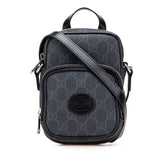 グッチ GGスプリーム インターロッキングG ショルダーバッグ 672952 ブラック PVC レザー レディース GUCCI 【中古】